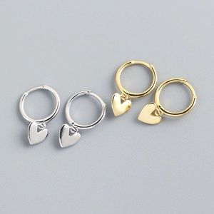 Dangle Heart Huggie Earrings in Gold or Silver